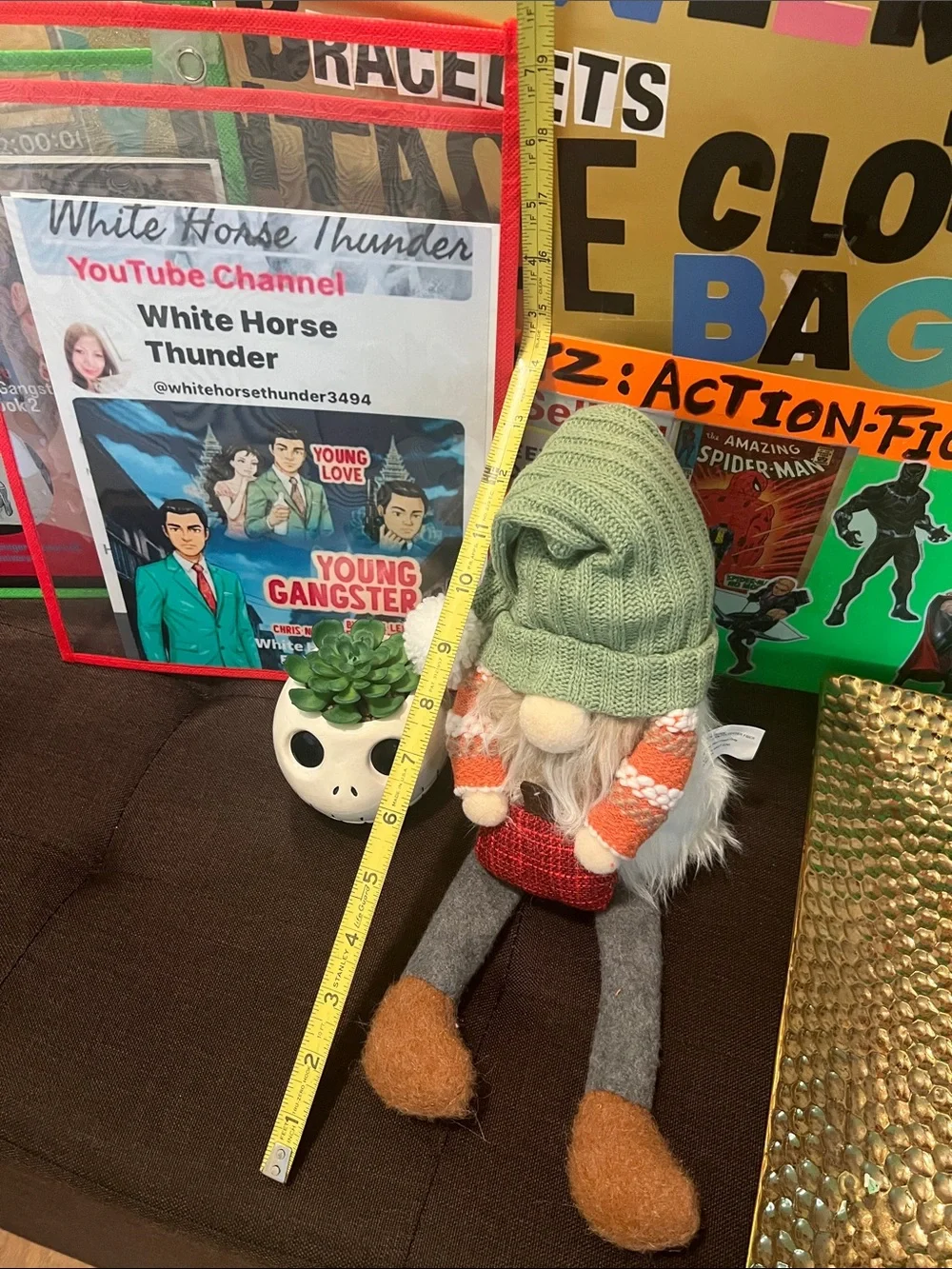 #3260**Gnome Costume Plush Doll - Green Hat, Orange Arms